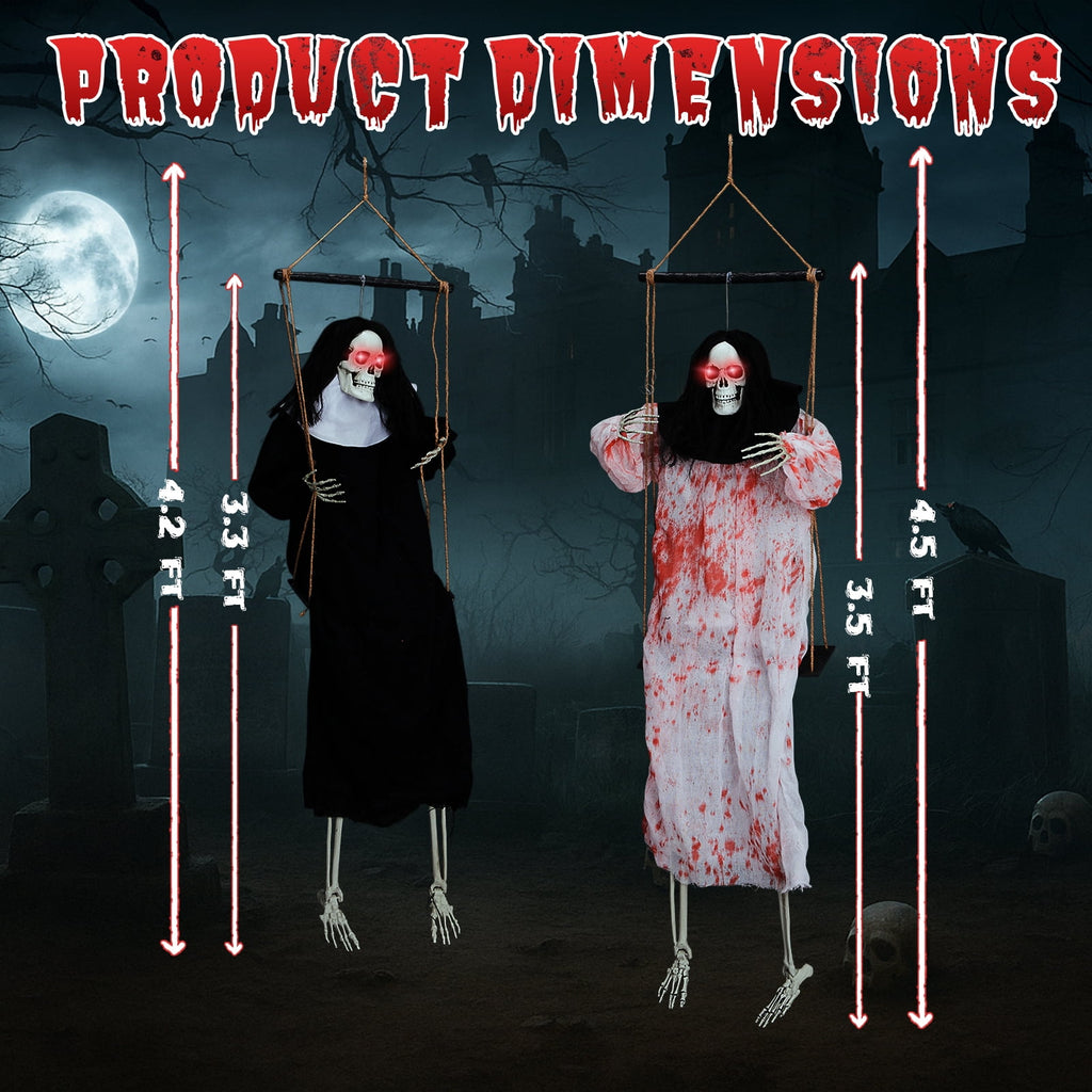 Ktaxon 4ft Hanging Witch Animated Halloween Decoration 2pcs Creepy Set w/ Pre-Recorded Screaming
