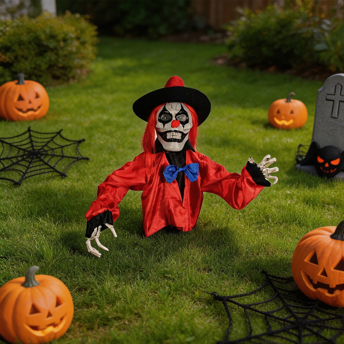 Halloween Decoration Indoor Outdoor Clearance, Activated Light Up Clown Stake Halloween Glowing Sounding Clown Yard DecorWaterproof Animated Scary Clown Ground Stake For Outdoor Patio Garden