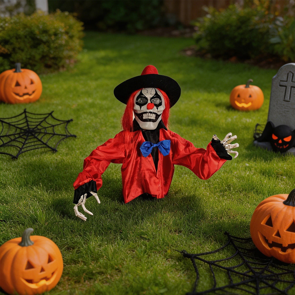 Halloween Decorations Savings, Halloween Animated Yard Stake: Voice-Activated Light Up Clown, Spooky Halloween Decor for Outdoor Patio Garden with Sound & Glow, Halloween Decorations Outdoor