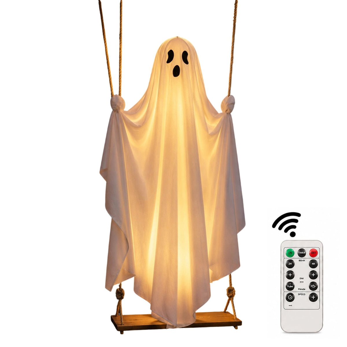 Aurorax Halloween Decorations Outdoor,Hanging Swing Ghost Decor Remote Control 4.4ft Light Up Animated Early Halloween Outdoor Decor for Yard Garden Porch