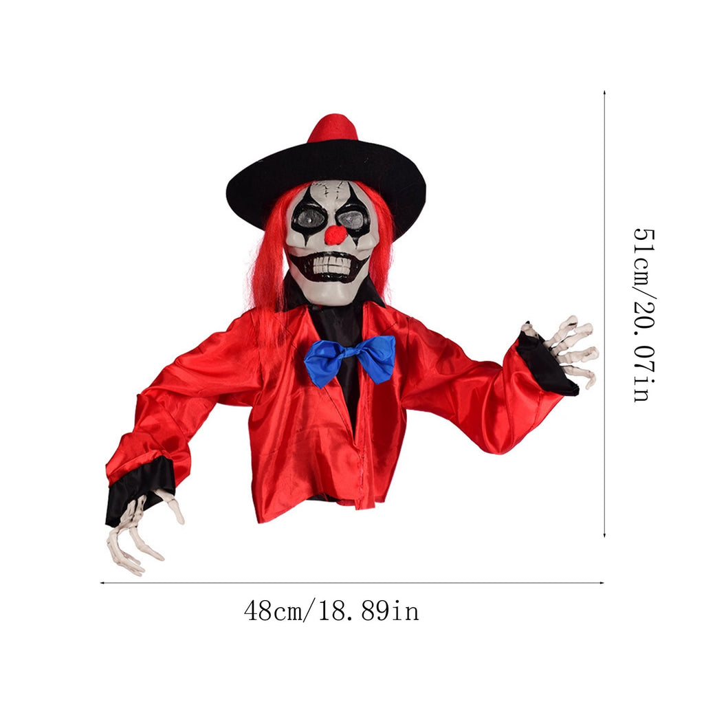 Halloween Animated Clown Groundbreaker Decoration, Horror Ghost Skeleton Yard Stake Prop, Haunted House Outdoor Lawn Garden Decor