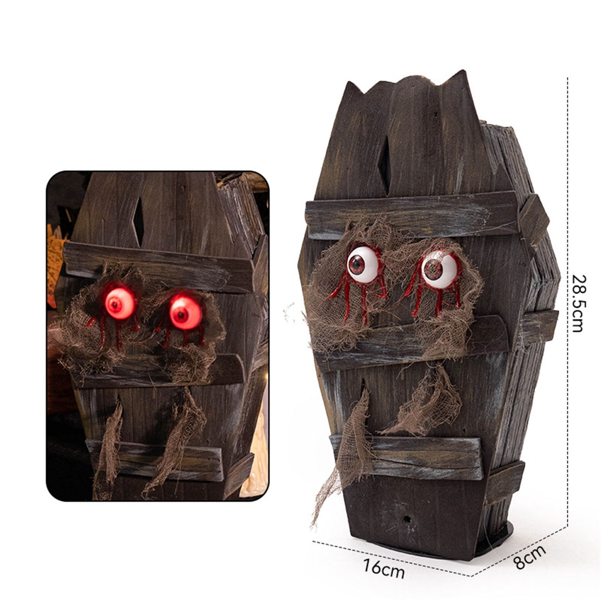 Halloween Animatronics Decorations,Creepy Coffin with Spooky Sounds,Walking Coffins with Light Up Eyes for Haunted House Lawn Yard Graveyard,Animated Coffin with Sound Activated