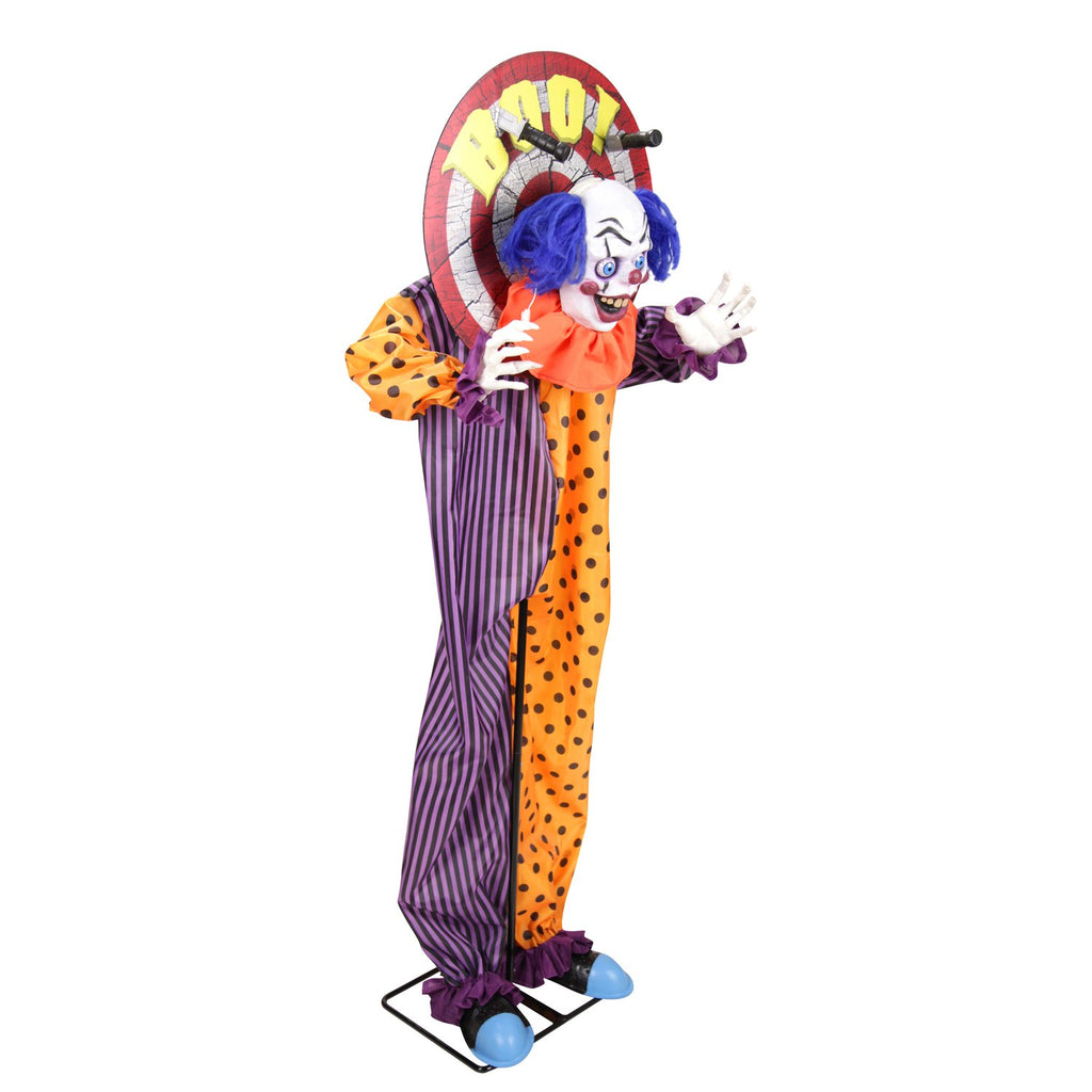 Haunted Hill Farm Red LED Battery-Powered Standing Clown Halloween Animatronic Animated 5.3-ft.