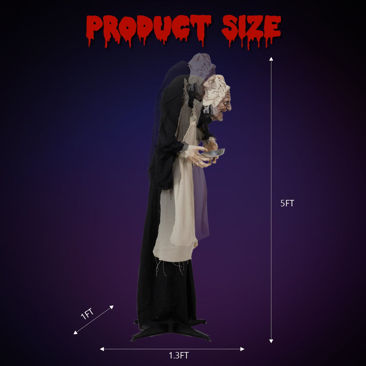 Ktaxon 5ft Waitress Animated Halloween Decoration Creepy Halloween Animatronics Waitress w/ Pre-Recorded Screaming