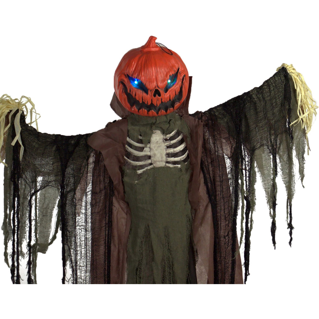 Haunted Hill Farm 6.6 ft Life-Size Animatronic Scarecrow Battery-Operated, Multicolor