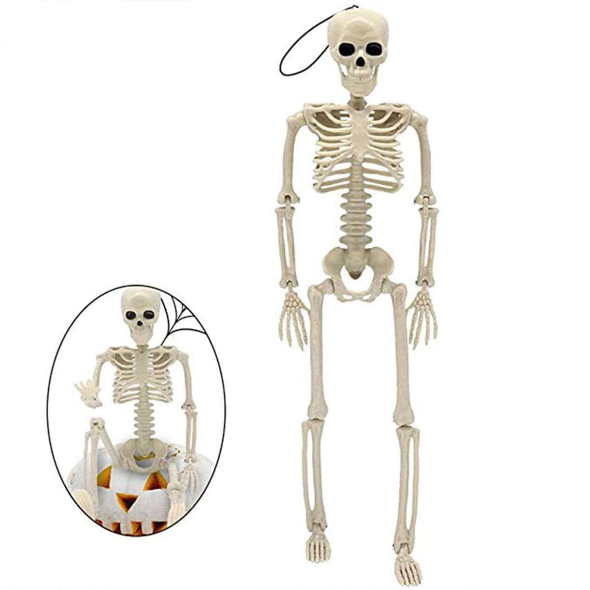 BiFandian Halloween Skeleton Ghost Decoration, Moving Skeleton Simulation Human Skeleton with Poseable Joints, Spooky Animated Figure for Haunted Yard, Party, Halloween Decoration Outdoor