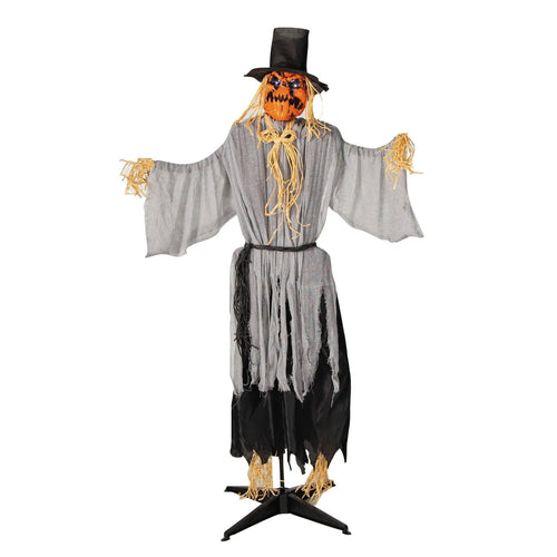 5 Ft. 8" Animated Head Turning Pumpkin Scarecrow Halloween Decoration
