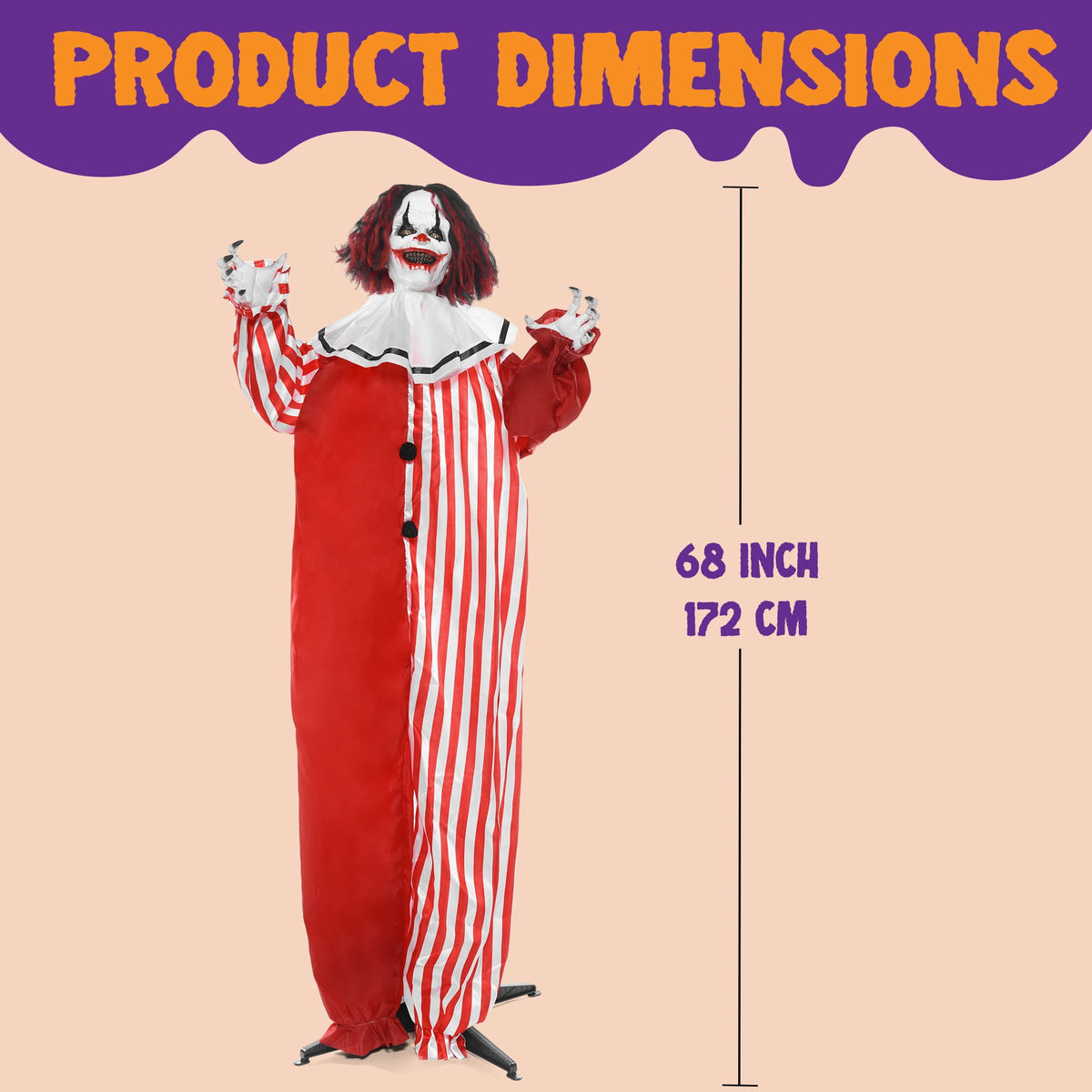 Joyfy 67"(5.6ft) Standing Ghost Large Halloween Decorations Outdoor, Sound-Actived Skeleton with Glowing Eyes & Creepy Sound, Scary Halloween Life Size Animatronics, Haunted House Props for Yard Lawn