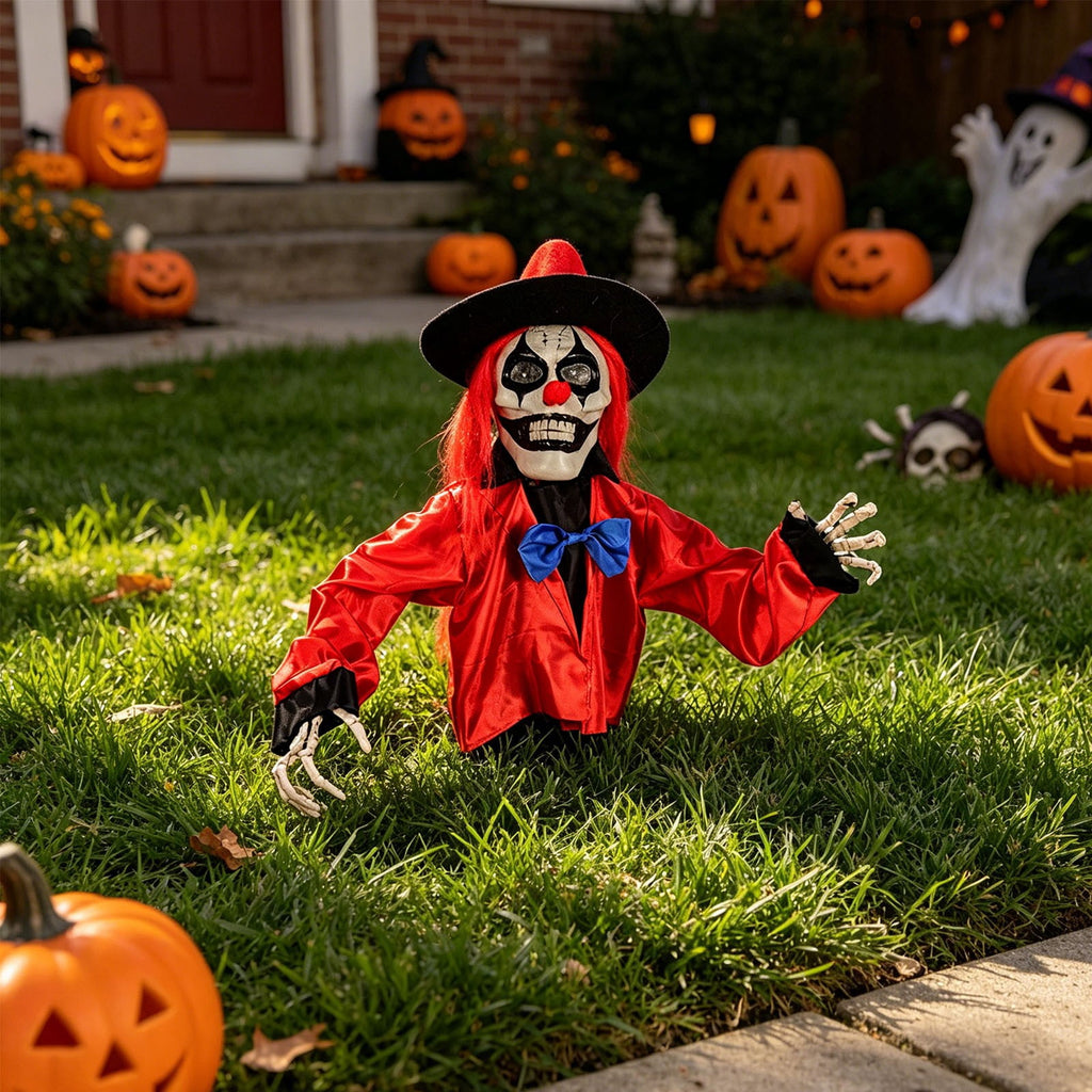 Halloween Decorations Savings, Halloween Animated Yard Stake: Voice-Activated Light Up Clown, Spooky Halloween Decor for Outdoor Patio Garden with Sound & Glow, Halloween Decorations Outdoor