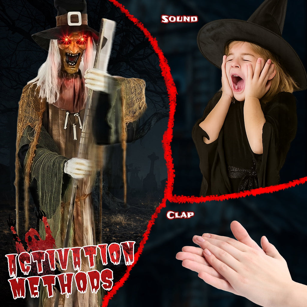 Ktaxon 6ft Pumpkin Man Animated Animatronic Decoration Creepy Halloween w/ Classic Cape Creepy Cloaked Jack-o'-Lantern for Porch & Yard