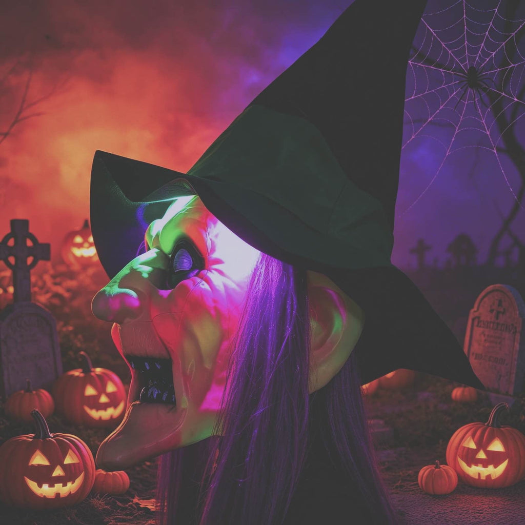 The Enchanted Witch Garden Wind Spinner, Halloween Garden Stake Decoration with Witch & Bat, for Garden, Patio, Pathway Decoration, 1pc