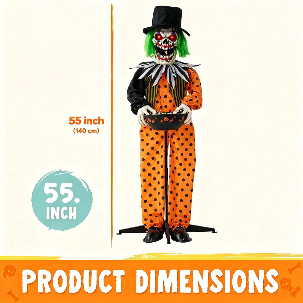 Joyfy 67"(5.6ft) Standing Ghost Large Halloween Decorations Outdoor, Sound-Actived Skeleton with Glowing Eyes & Creepy Sound, Scary Halloween Life Size Animatronics, Haunted House Props for Yard Lawn