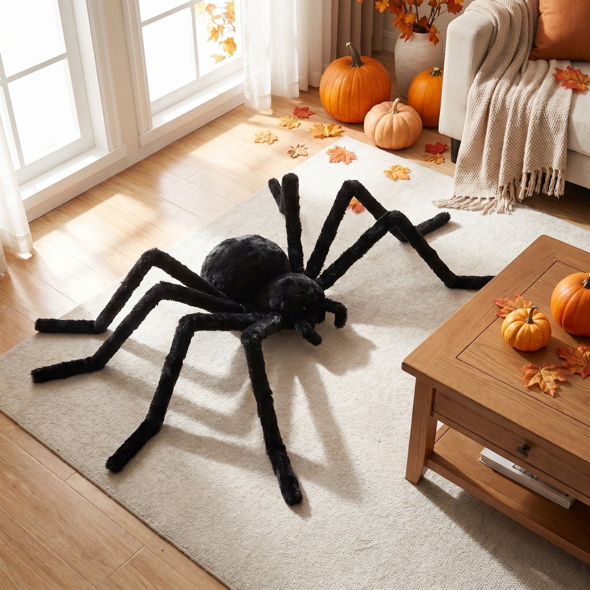 Animated Halloween Props, 29" Giant Sound Activated Spider Toys, Creepy Realistic Plush Spider Crawling on Wall for Home Bar Decor (Wall type)