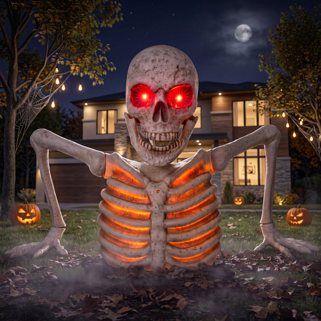 Joyfy 8ft Halloween Animated Flying Witch Decorations Outdoor Floating Witch on Broom Animatronics Hovering Witch Decor with Light Eyes and Spooky Voice, Scary Haunted House Prop for Outside