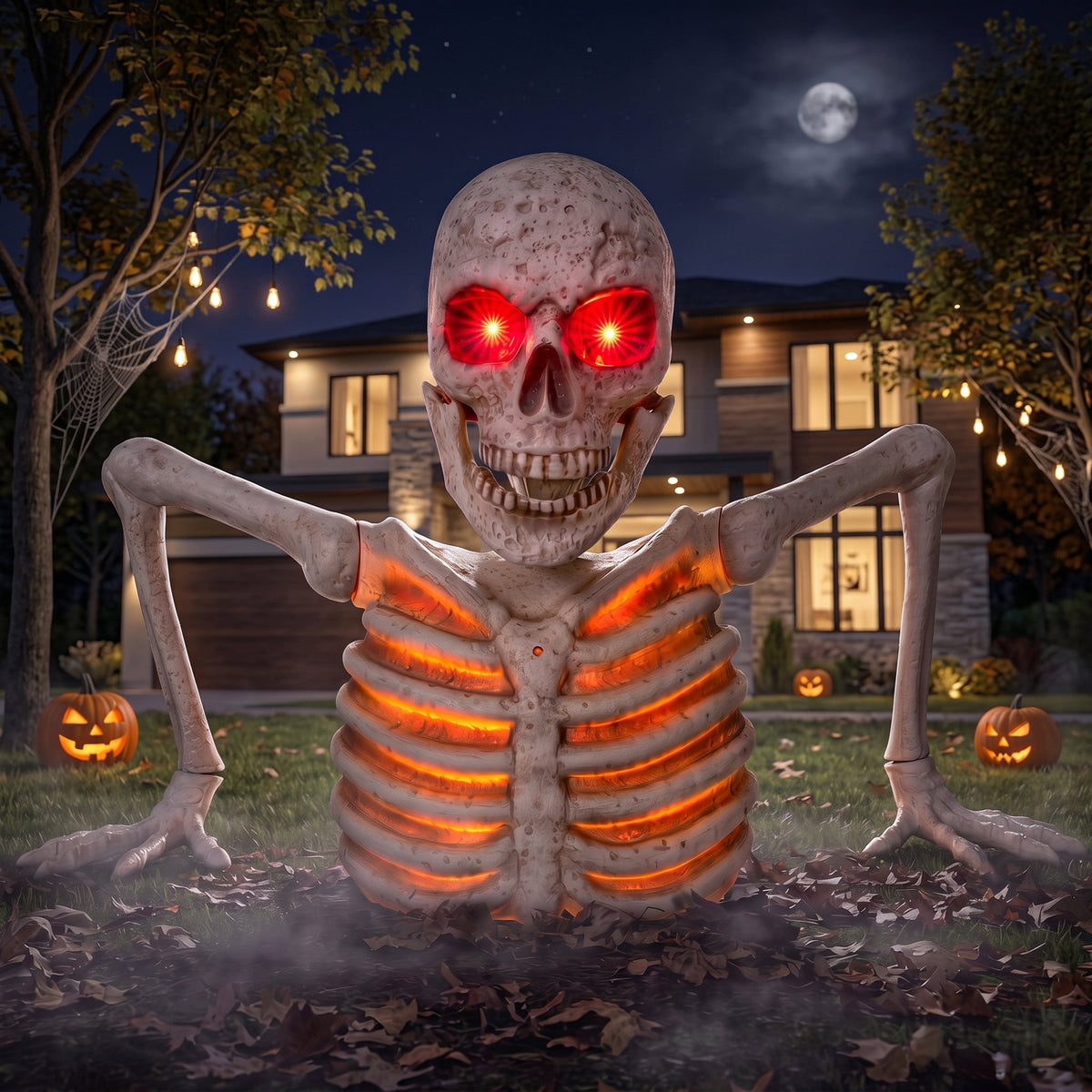 Joyfy 8ft Halloween Animated Flying Witch Decorations Outdoor Floating Witch on Broom Animatronics Hovering Witch Decor with Light Eyes and Spooky Voice, Scary Haunted House Prop for Outside