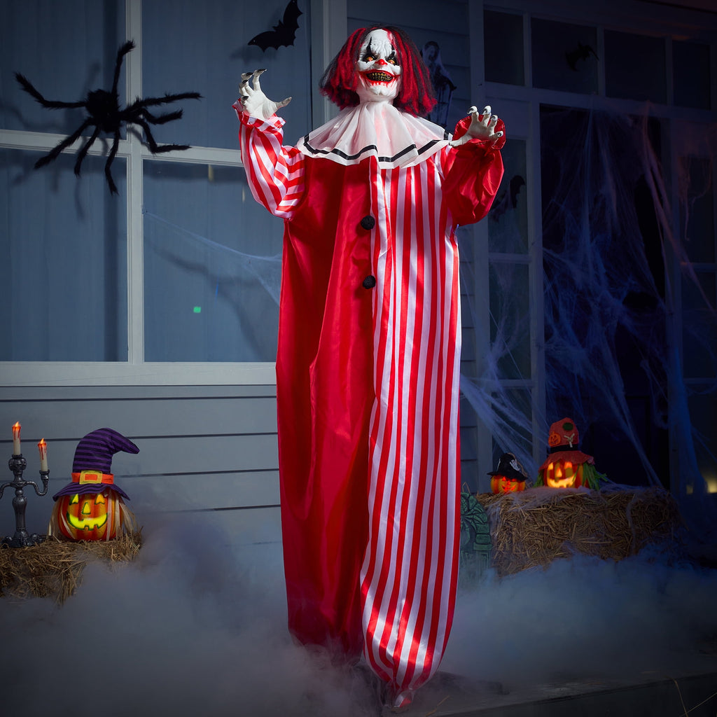 Joyfy 67"(5.6ft) Standing Ghost Large Halloween Decorations Outdoor, Sound-Actived Skeleton with Glowing Eyes & Creepy Sound, Scary Halloween Life Size Animatronics, Haunted House Props for Yard Lawn
