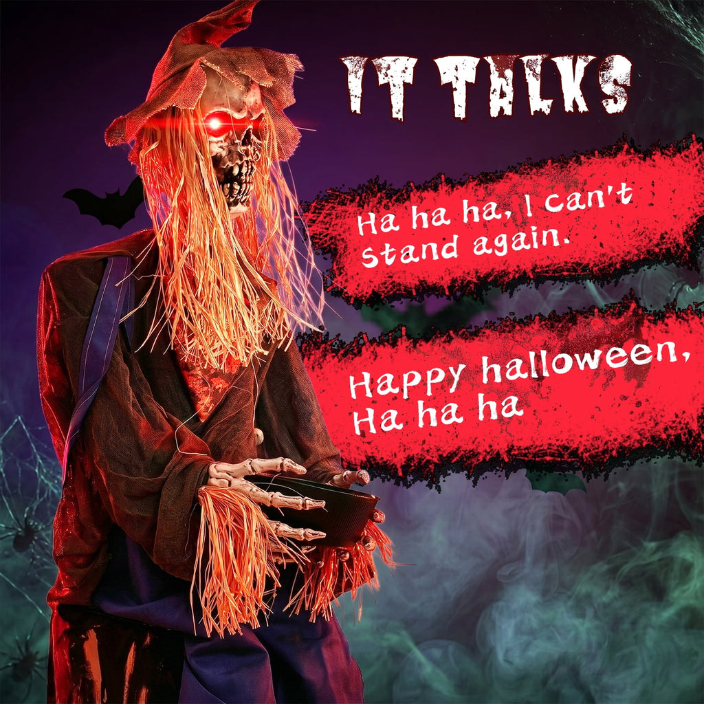 Ktaxon 8.2ft Scarecrow Animated Halloween Decoration Creepy Halloween Animatronics w/ Pre-Recorded Screaming