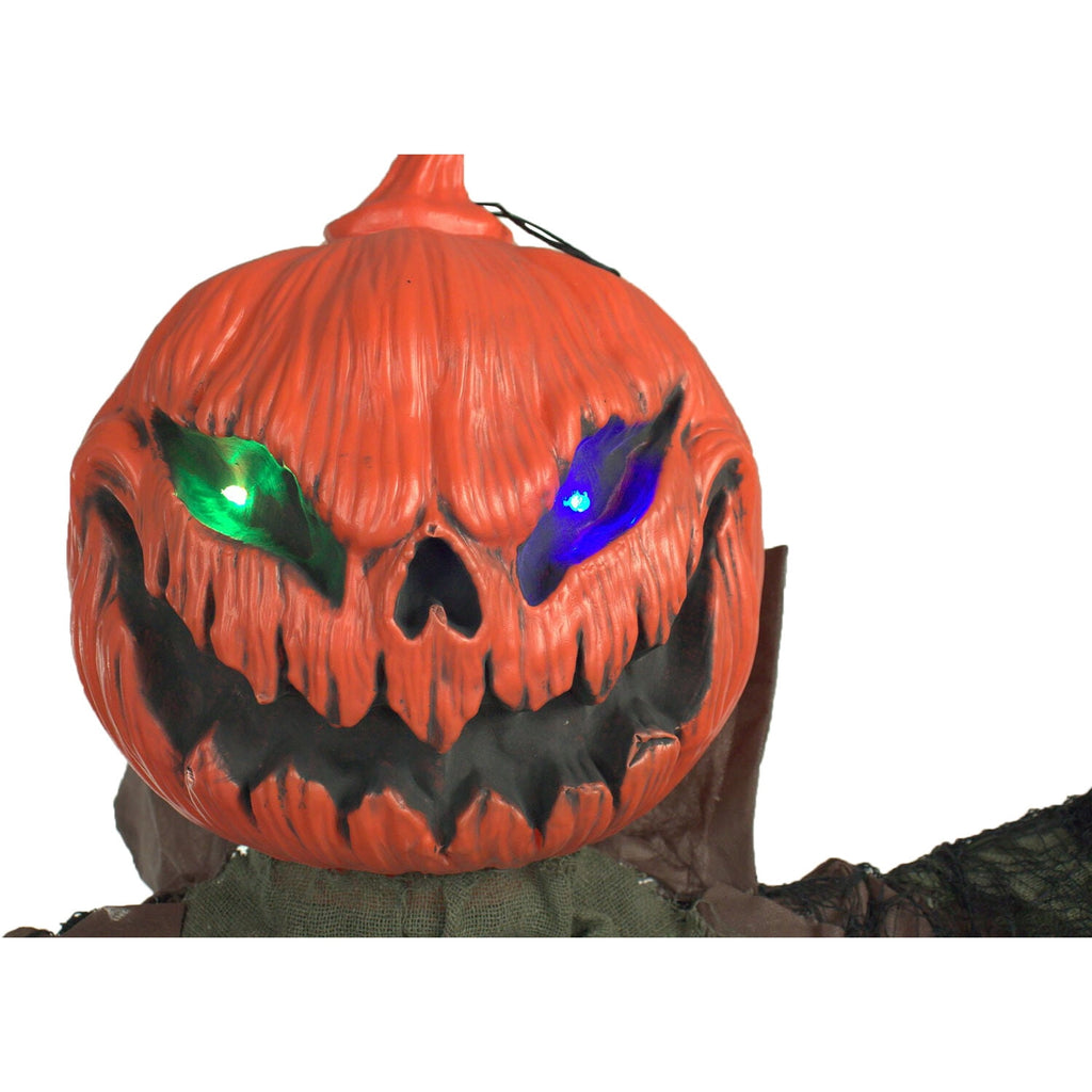 Haunted Hill Farm 6.6 ft Life-Size Animatronic Scarecrow Battery-Operated, Multicolor