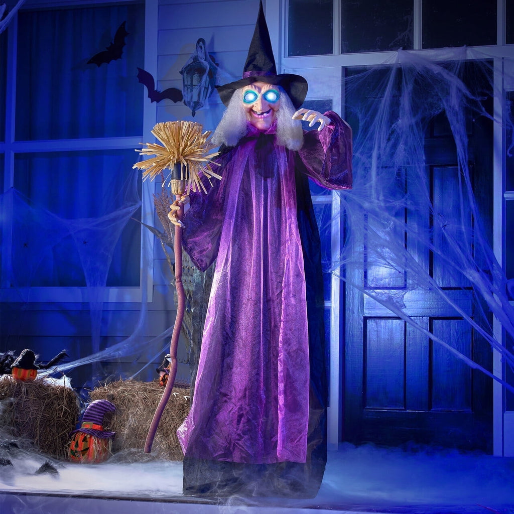Joyfy 62"(5.17ft) Halloween Standing Hunchback Witch with Light, Animatronics Large Halloween Decorations Outdoor, Radar Motion Activated with Creepy Sound & Eyes and Moving Head for Yard Decor