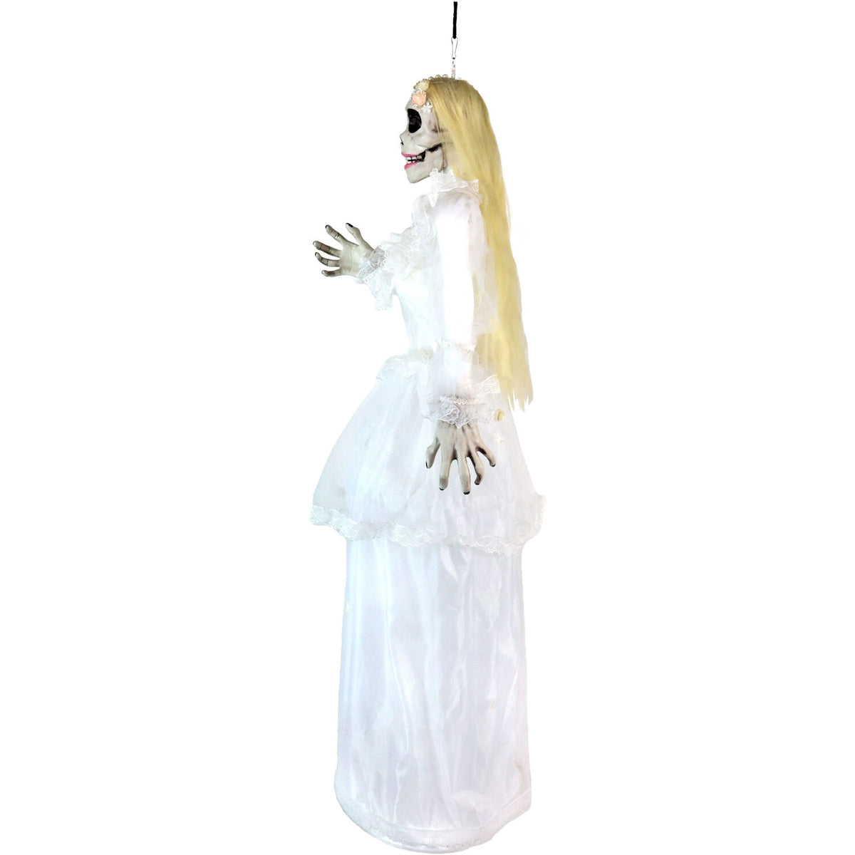 Haunted Hill Farm 5 ft Touch-Activated Animated Hanging Spinning Bride Halloween Animatronic, HHBRIDE-9HLSA