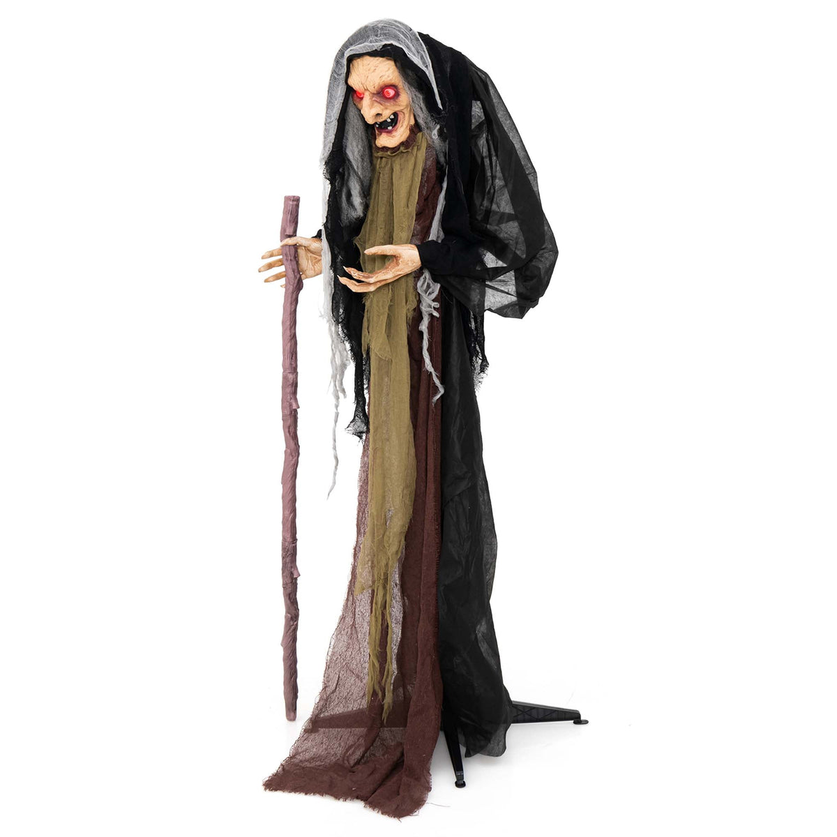 Costway 5 FT Halloween Animated Standing Witch Life Size Decoration with Posable Arms