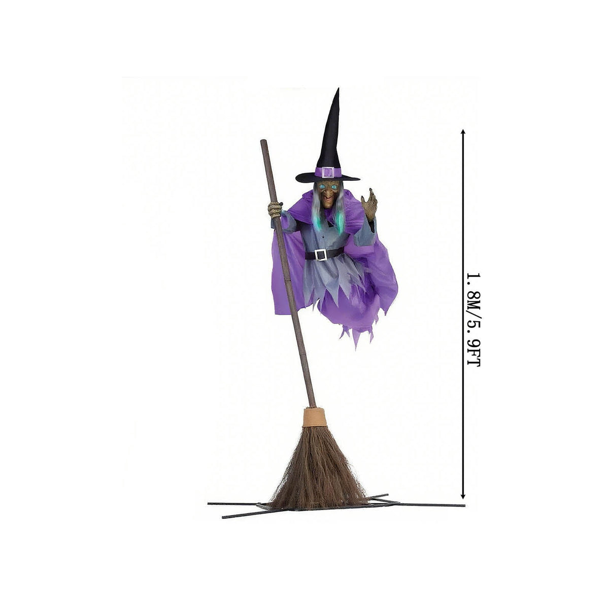 Voglyf Halloween Decorations Outdoor - 5.9 Ft Animated Hovering Witch Animatronics, Prop with Sound & Touch Activated Sensor - Spooky Scary Decor for Home Outside Garden Yard Lawn