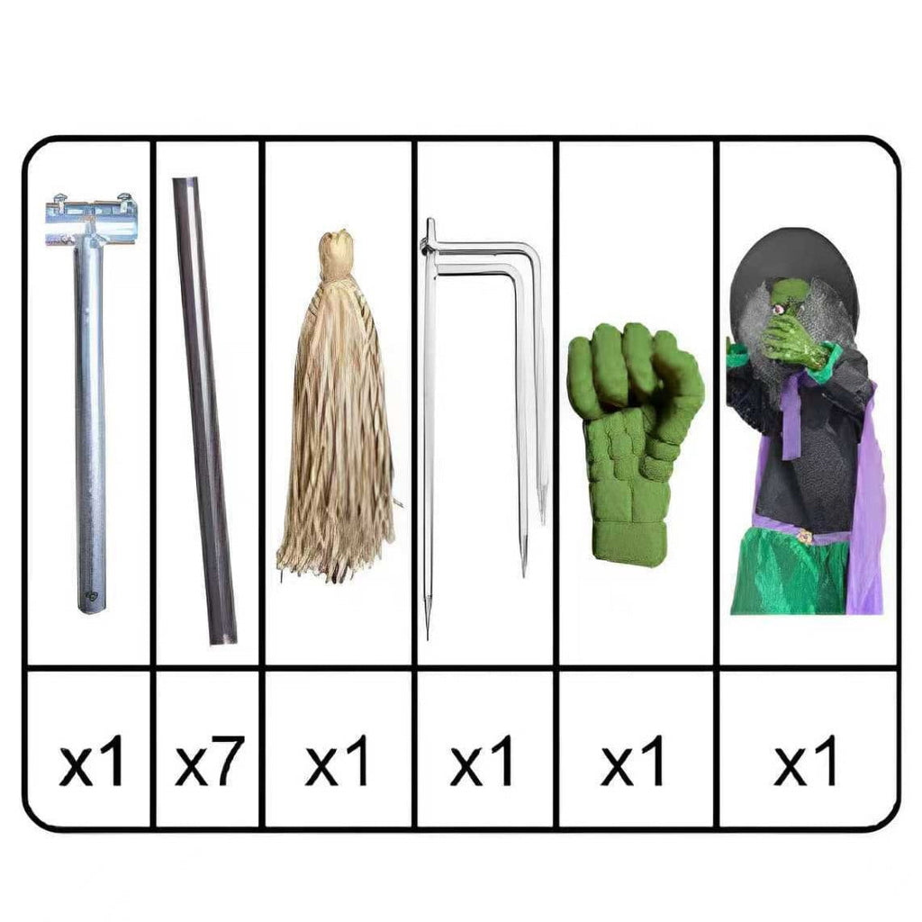 The Enchanted Witch Garden Wind Spinner, Halloween Garden Stake Decoration with Witch & Bat, for Garden, Patio, Pathway Decoration, 1pc