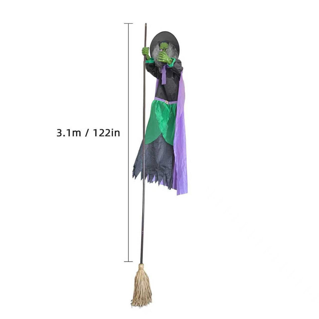 The Enchanted Witch Garden Wind Spinner, Halloween Garden Stake Decoration with Witch & Bat, for Garden, Patio, Pathway Decoration, 1pc
