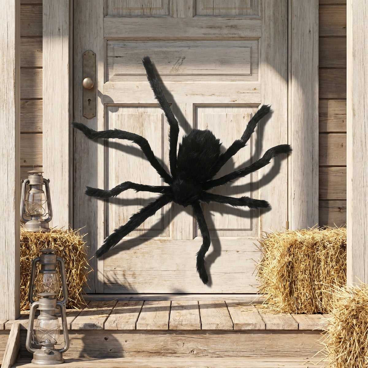 geerera 29.5" Sound-Activated Animated Spider, Large Black Fuzzy Moving Halloween Prop, Crawling Scary Toy for Indoor Party, Doorway & Yard Party Decor