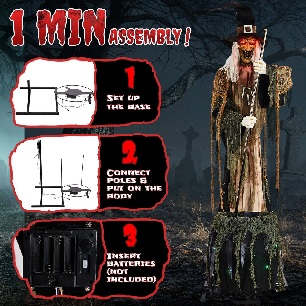 Ktaxon 6ft Pumpkin Man Animated Animatronic Decoration Creepy Halloween w/ Classic Cape Creepy Cloaked Jack-o'-Lantern for Porch & Yard