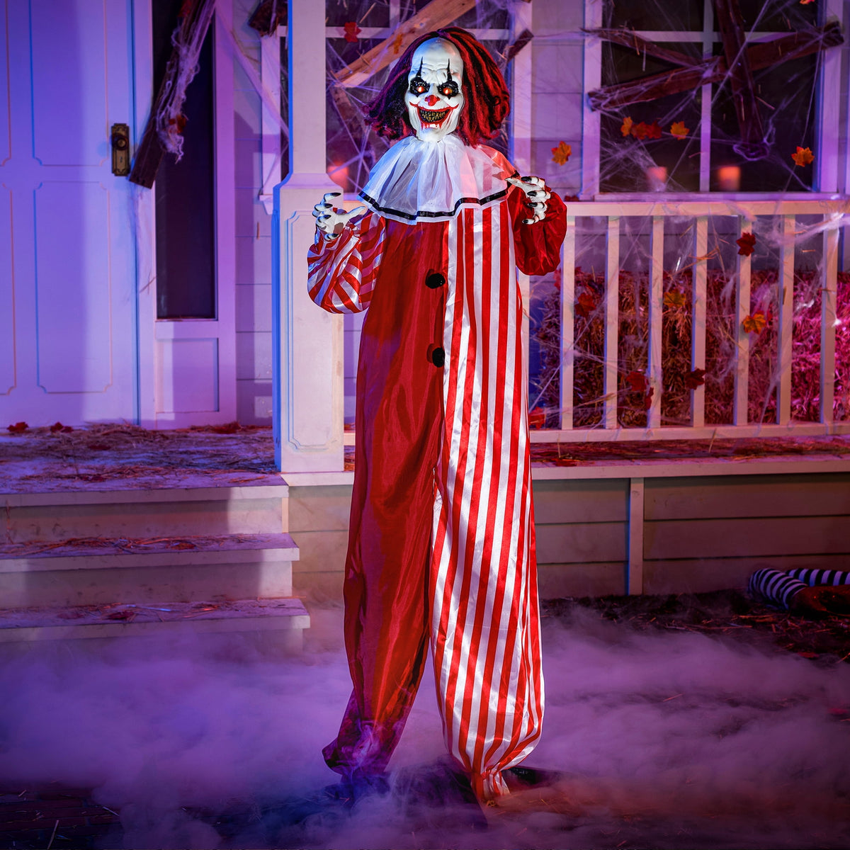 Joyfy 67"(5.6ft) Standing Ghost Large Halloween Decorations Outdoor, Sound-Actived Skeleton with Glowing Eyes & Creepy Sound, Scary Halloween Life Size Animatronics, Haunted House Props for Yard Lawn