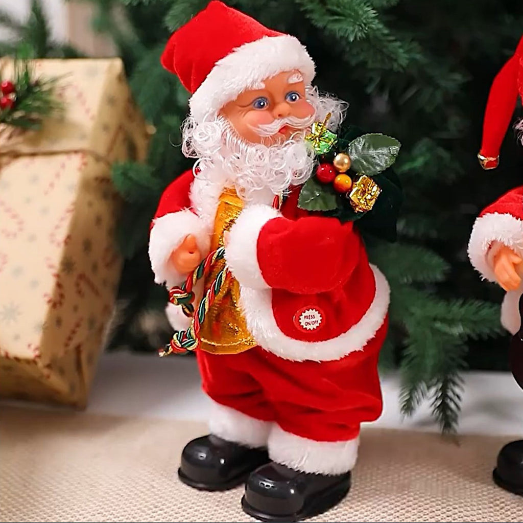 OEFNTAC Hip Twisting Dance Santa Claus Toy with Music Christmas Animated Decor Battery Operated Children’s Holiday Gift Family Store Display 10in