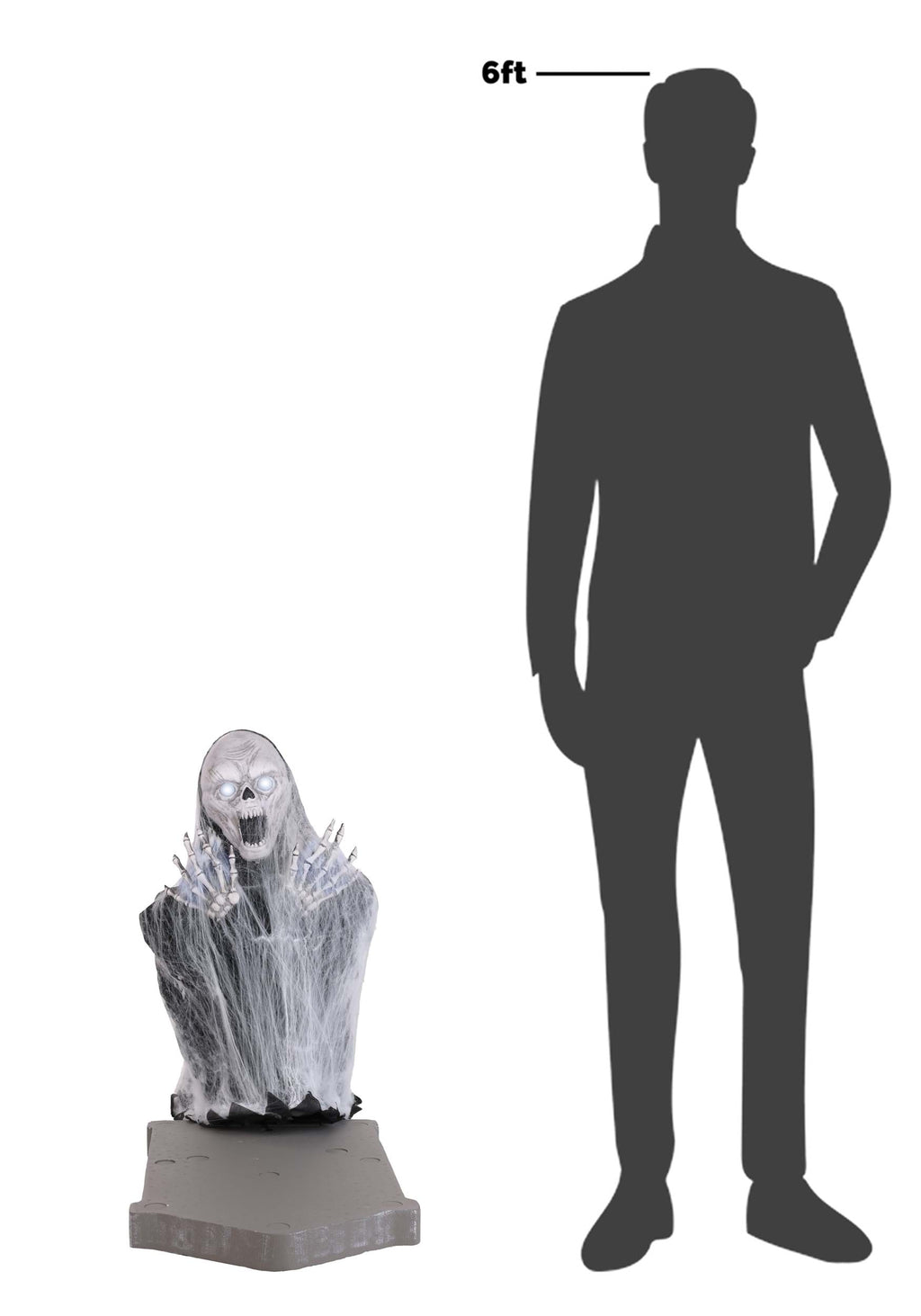 2.1FT Jump Scare Skull and Tombstone Animated Decoration - Tekky