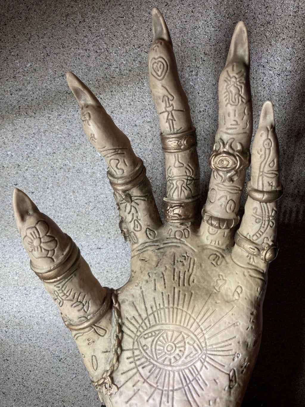 Animated Fortune Teller Palmistry Witch Hand Halloween Table Top Prop 13 in