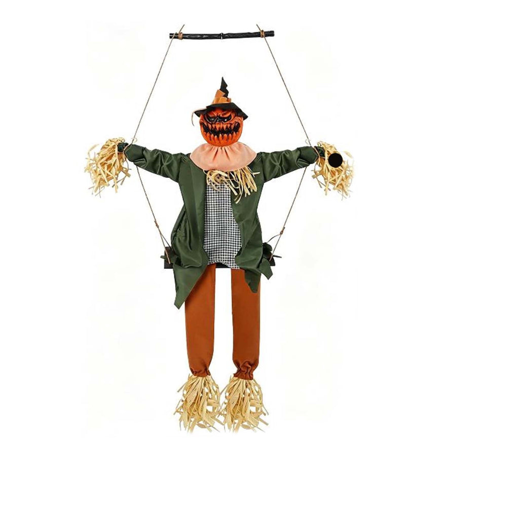Hanging Halloween Pumpkin Decoration – Motion Sensor Animated Swinging Prop with Light Up Eyes, Spooky Sounds & Scary Movement for Yard, Lawn, Porch or Party