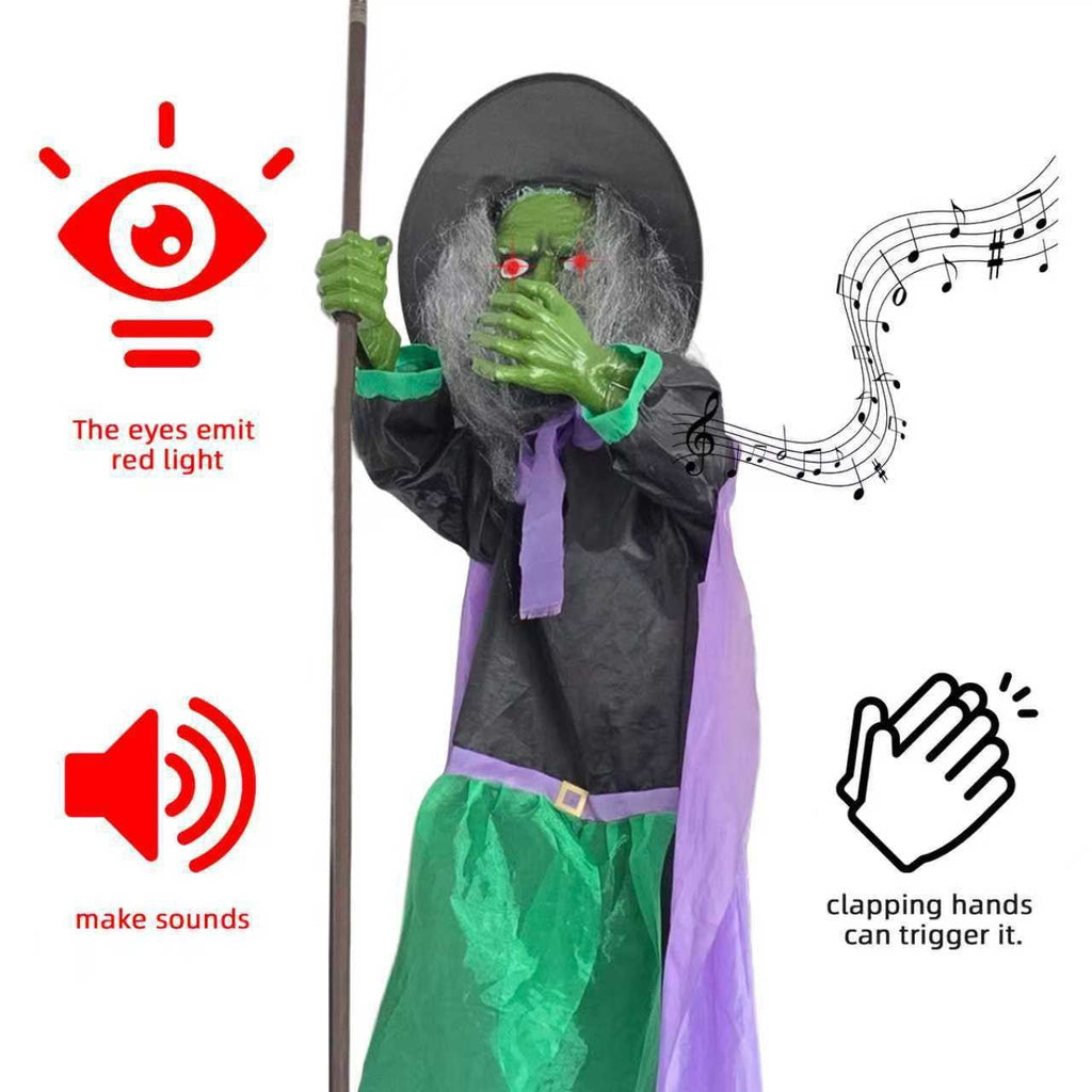 The Enchanted Witch Garden Wind Spinner, Halloween Garden Stake Decoration with Witch & Bat, for Garden, Patio, Pathway Decoration, 1pc