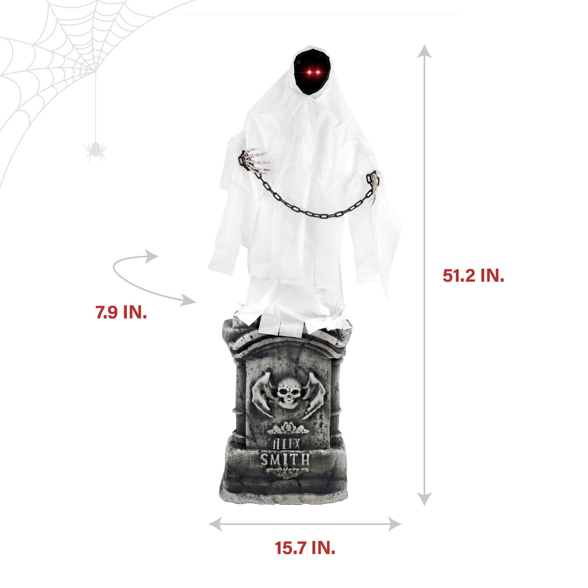 Haunted Hill Farm 4.3 ft Touch-Activated Animated Spectre on Tomb Halloween Accessory, HHRPRTOMB-1FLSA