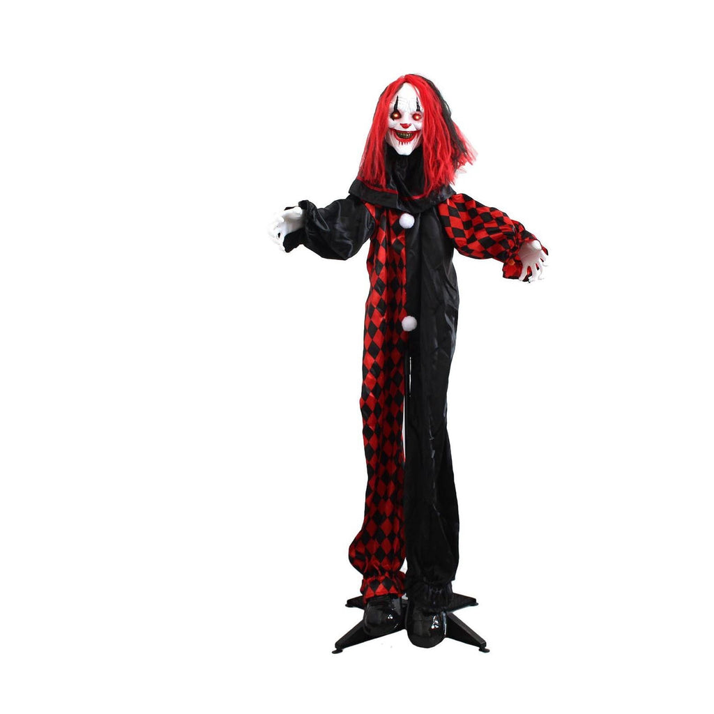 ShengapQ Halloween Scary Clown Decoration, Animated Prop, Glowing Eyes, Sound Activated, Perfect for Haunted House, Spooky Effects, Yard and Indoor Display