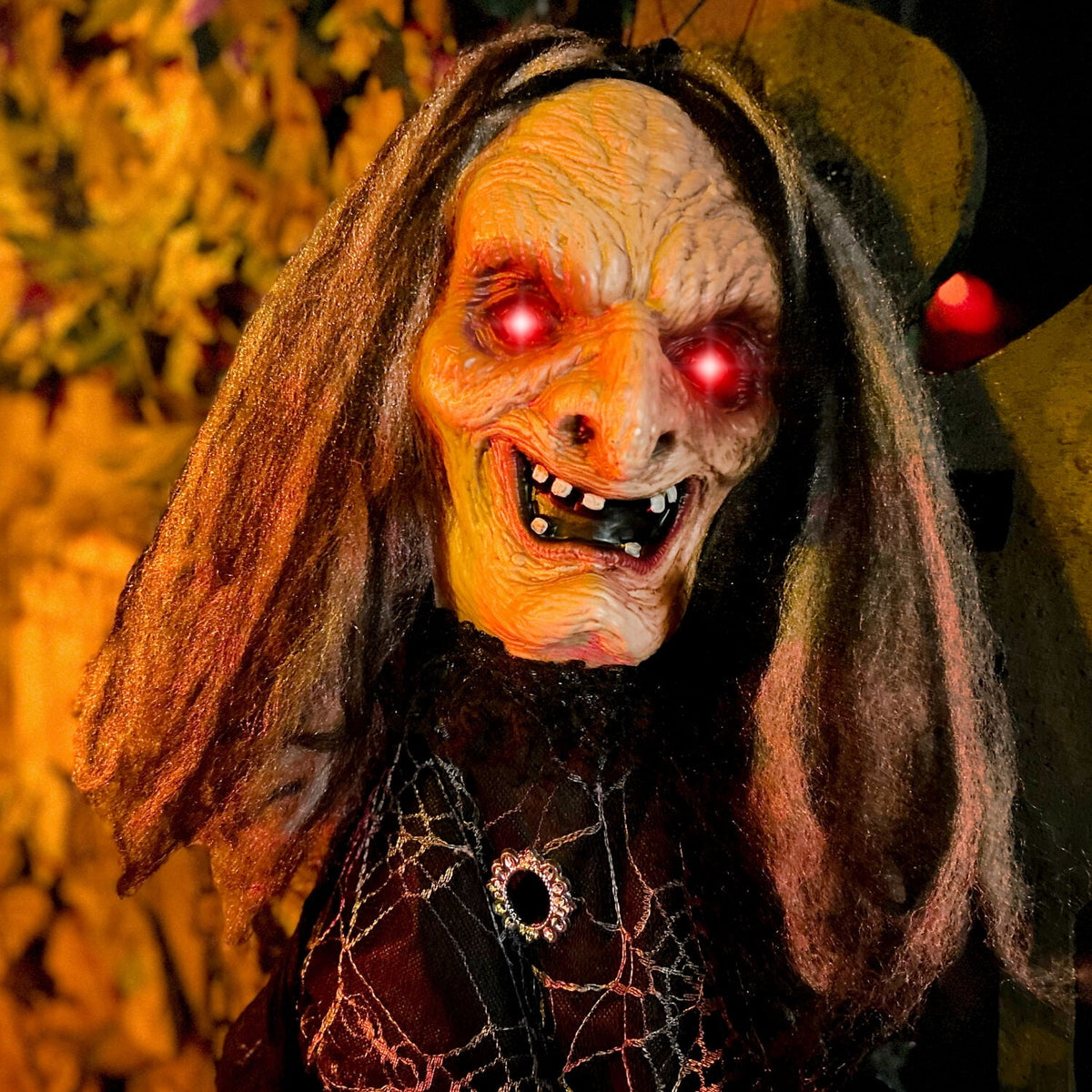 Haunted Hill Farm 5.75 ft Animatronic Witch Indoor/Covered Outdoor Halloween Decoration, HHWITCH-20FLSA