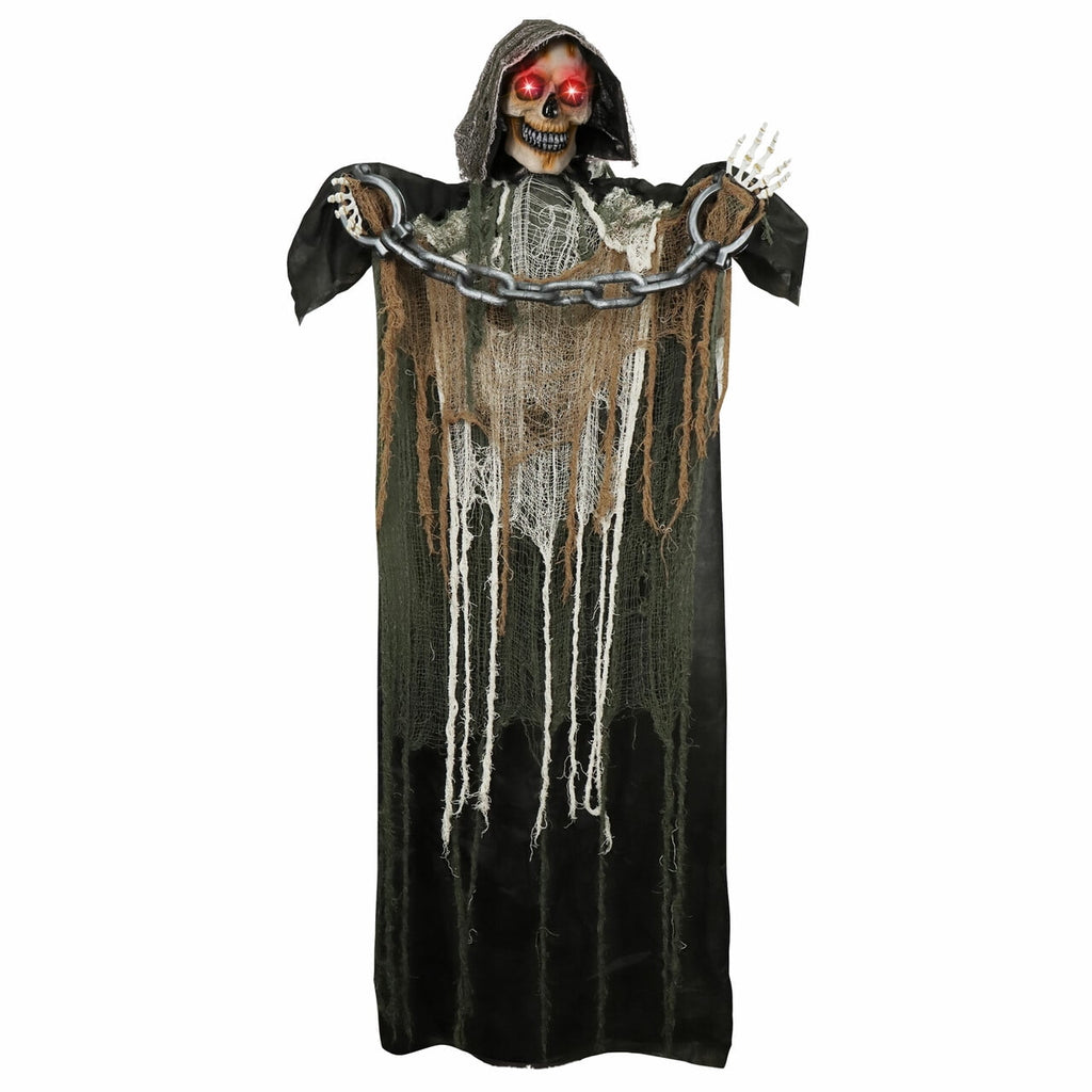 Joyfy 67"(5.6ft) Standing Ghost Large Halloween Decorations Outdoor, Sound-Actived Skeleton with Glowing Eyes & Creepy Sound, Scary Halloween Life Size Animatronics, Haunted House Props for Yard Lawn