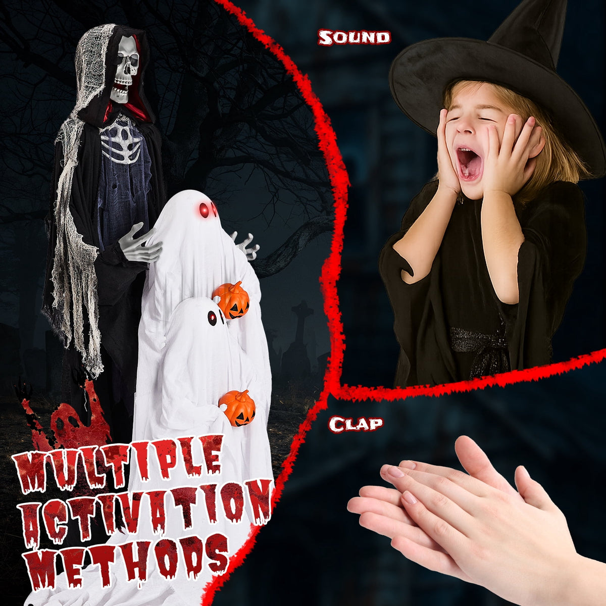Ktaxon 8.2ft Scarecrow Animated Halloween Decoration Creepy Halloween Animatronics w/ Pre-Recorded Screaming