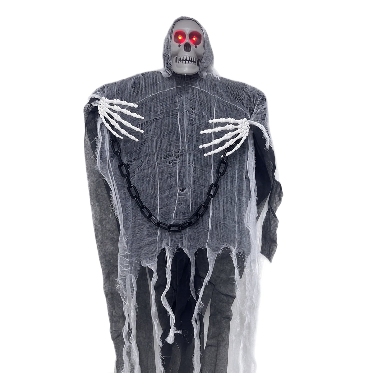 Animated Hanging Skeleton Halloween Prop with LED Light and Sound Control for Indoor Outdoor Party Decoration Halloween Outdoor Decorations