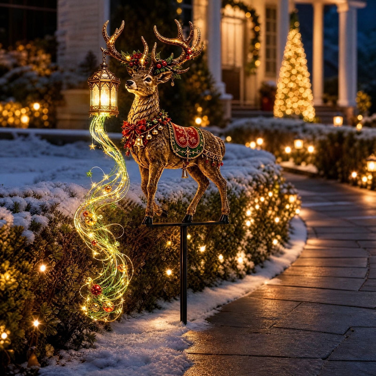 Halloween Witch Cauldron Garden Stake Lights, 2.7Ft LED Color Waterfall-Style Light Flow Flying Witch Garden Stake, Waterproof Weather Resistant Projector Lights for Outdoor Yard, Lawn, Pathway