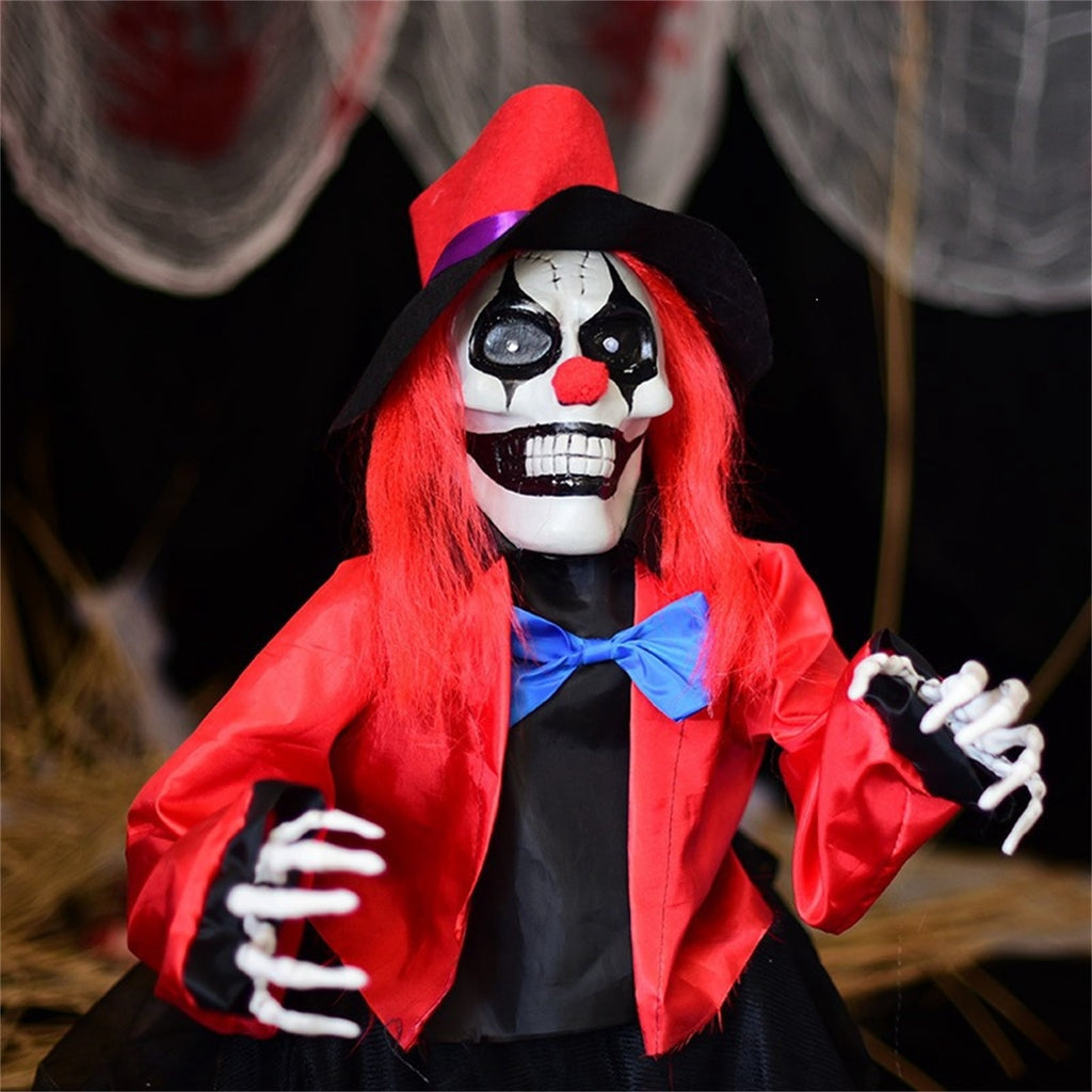 Halloween Animated Clown Groundbreaker Decoration, Horror Ghost Skeleton Yard Stake Prop, Haunted House Outdoor Lawn Garden Decor