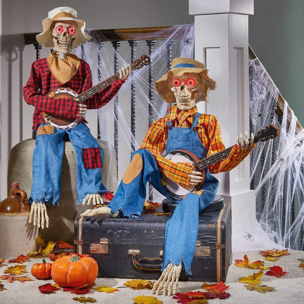 SUSHANG Realistic Animated Skeleton Halloween Decoration Perfect for House Indoor Festive Decor with Plastic Skeleton Design Mystery and Attraction Ideal for Wall or Desktop Unique Atmosphere