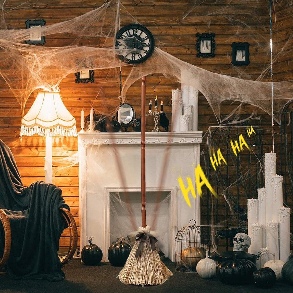 Halloween Magics Broom, Animated Floating Witch Broom with Spooky Sounds, Magicals Animated Halloween Brooms that Moves for Haunted Party Decorations
