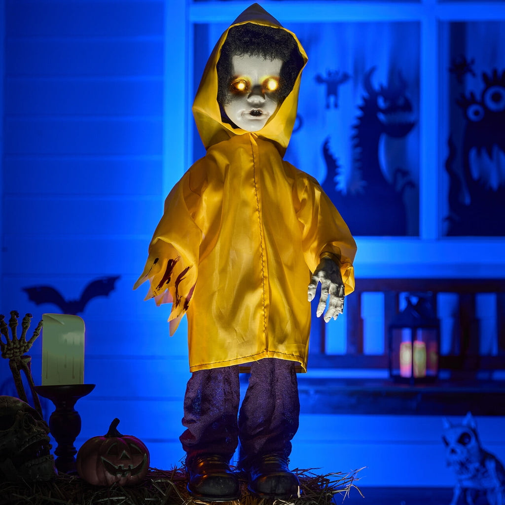 Joyfy 67"(5.6ft) Standing Ghost Large Halloween Decorations Outdoor, Sound-Actived Skeleton with Glowing Eyes & Creepy Sound, Scary Halloween Life Size Animatronics, Haunted House Props for Yard Lawn