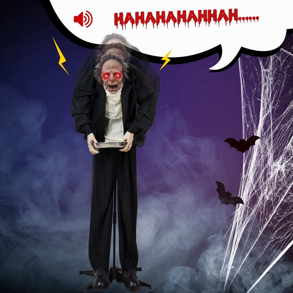 Ktaxon 5ft Waiter Animated Halloween Decoration Creepy Halloween Animatronics Waiters w/ Pre-Recorded Screaming