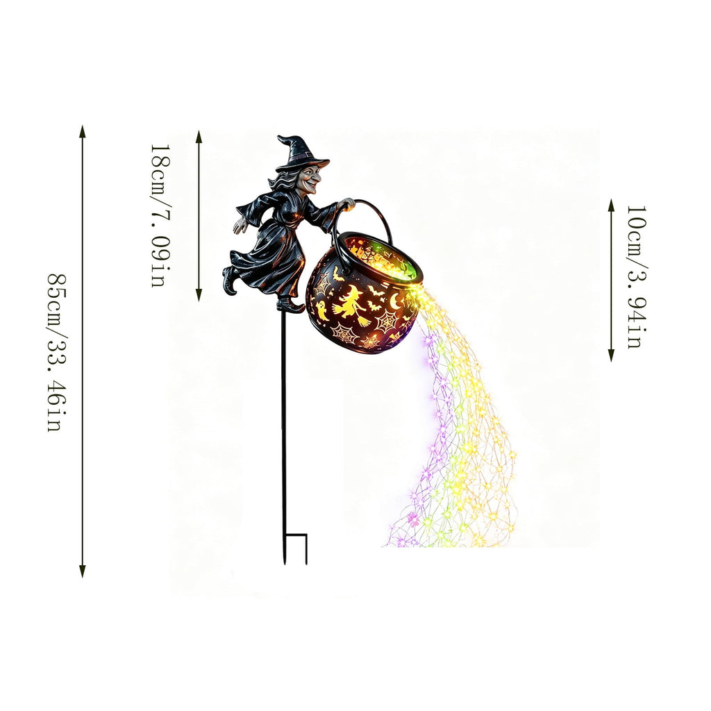Solar Halloween Metal Moon Black Cat Garden Stake with LED Pumpkin Lantern, Light Up Star Bat Yard Decor Stake, Spooky Outdoor Lawn Pathway Halloween Decoration