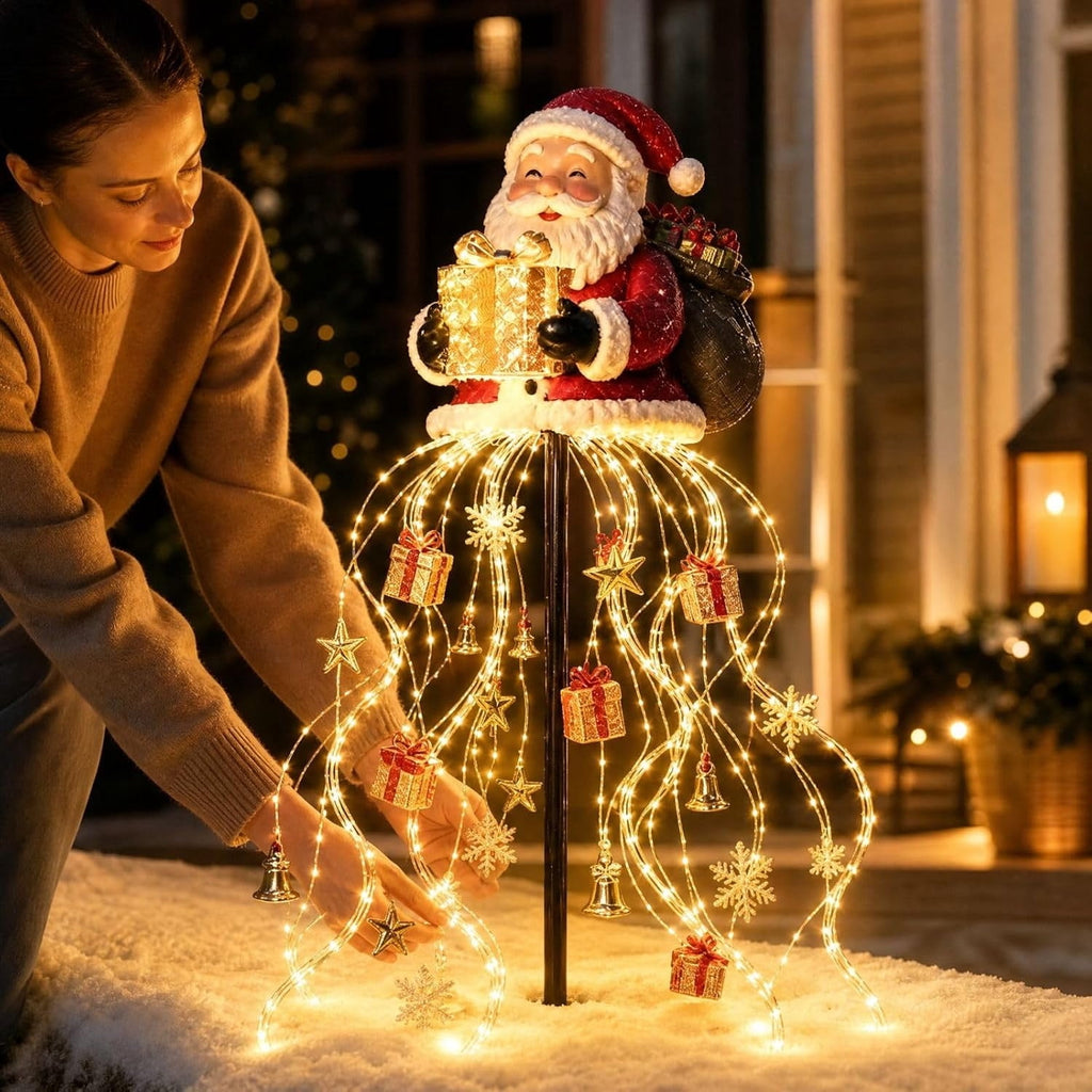Halloween Witch Cauldron Garden Stake Lights, 2.7Ft LED Color Waterfall-Style Light Flow Flying Witch Garden Stake, Waterproof Weather Resistant Projector Lights for Outdoor Yard, Lawn, Pathway
